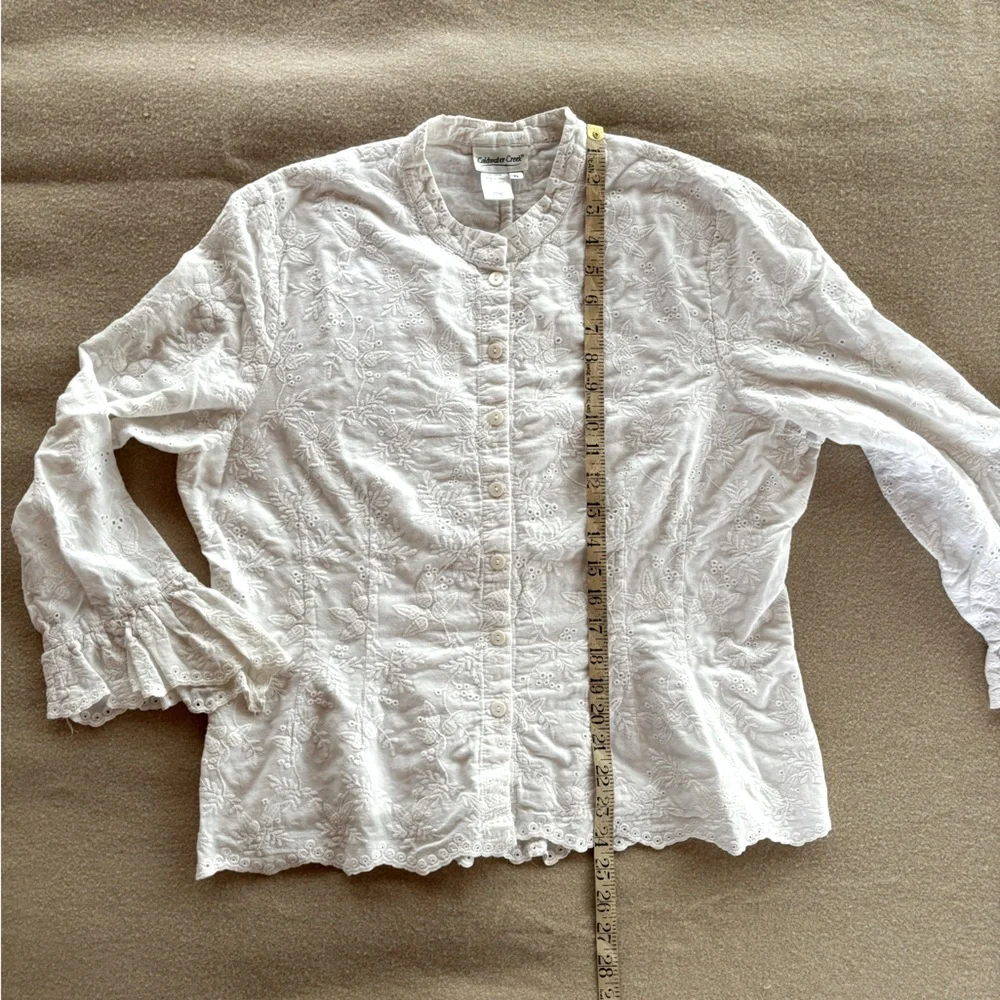 Vintage Cotton Eyelet Peasant Blouse - Picture 5 of 6